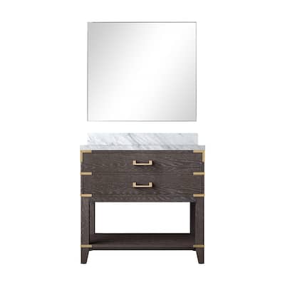 Norwalk Bath Vanity with Carrara Marble Top, Sink and Mirror