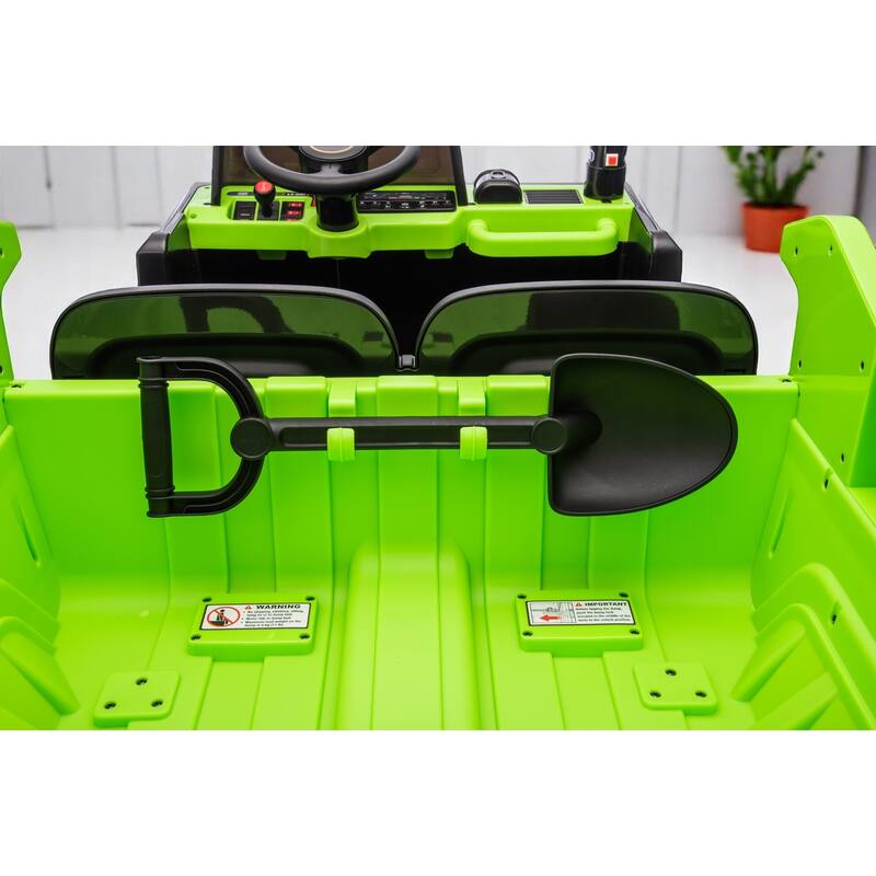 24V Ride-On Dump Truck with Remote Control, Automatic Trailer, Bluetooth, and Music - Electric Construction Vehicle Toy