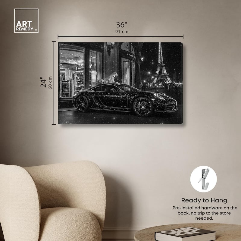 Glistening Cheetah and Car Canvas by Art Remedy, Gallery Wrapped