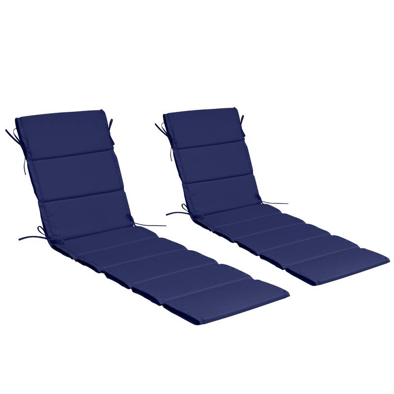 VredHom Outdoor Patio Chaise Lounge Rollable Cushion Lounger Pad - NavyBlue - 2PC
