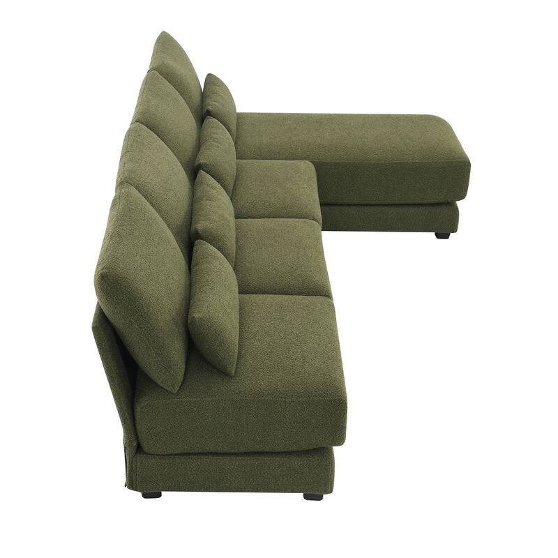120" L-Shaped 4 Seater Sectional Sofa with Reversible Chaise and 4 Waist Pillow, Armless Design for Space-Saving Comfort