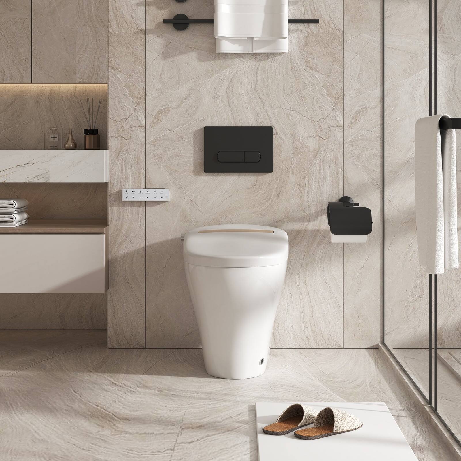 Mixoy Small Smart Toilet Bowl with Foot Sensing,Tushy Bidets for