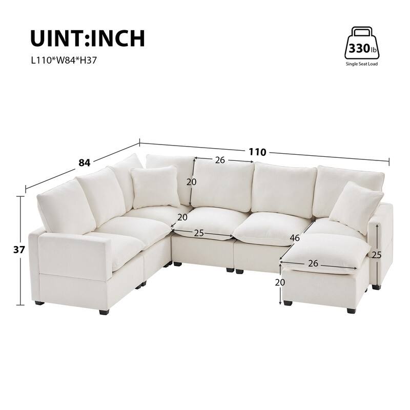 Modern Chenille Multi-Seat Sectional Sofa