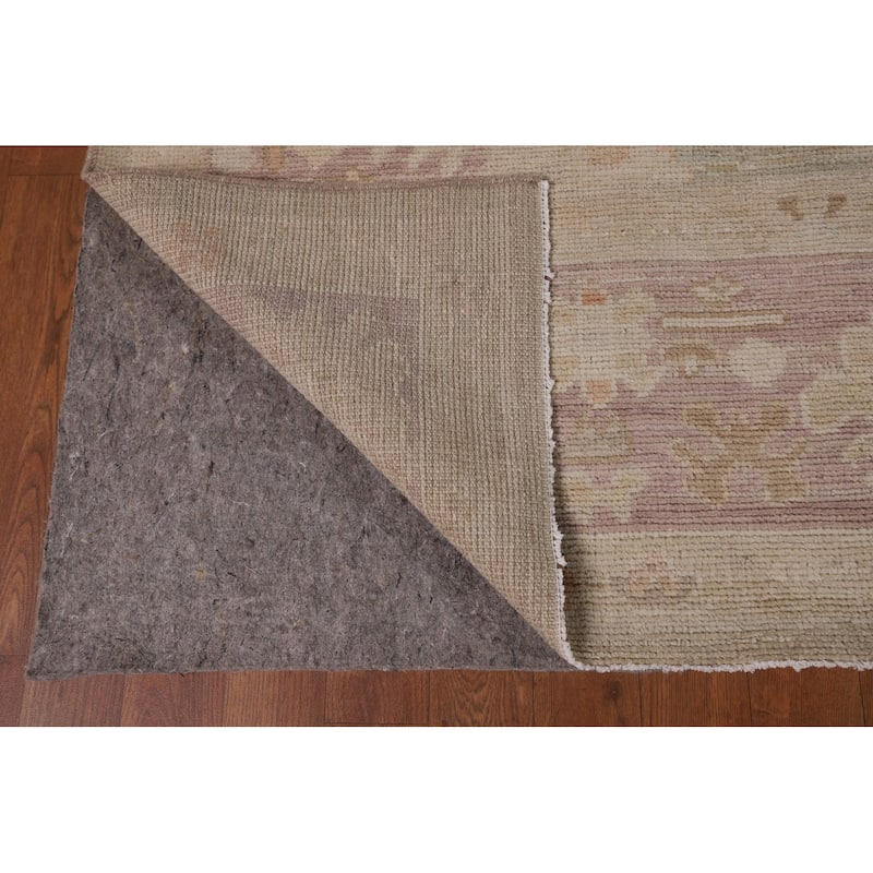 Vegetable Dye Oushak Oriental Area Rug Handmade Green Wool Carpet - 8'5"x 10'1"