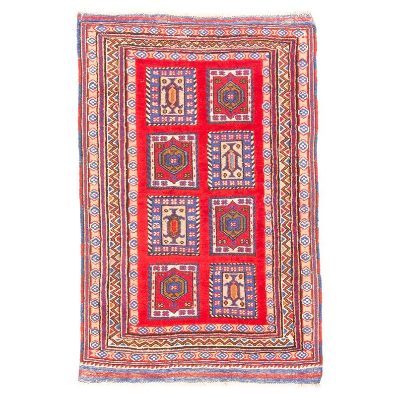 ECARPETGALLERY Hand-knotted Teimani Red Wool Rug - 2'9 x 4'4