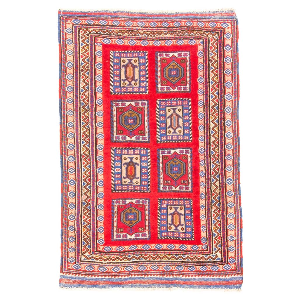 ECARPETGALLERY Hand-knotted Teimani Red Wool Rug - 2'9 x 4'4