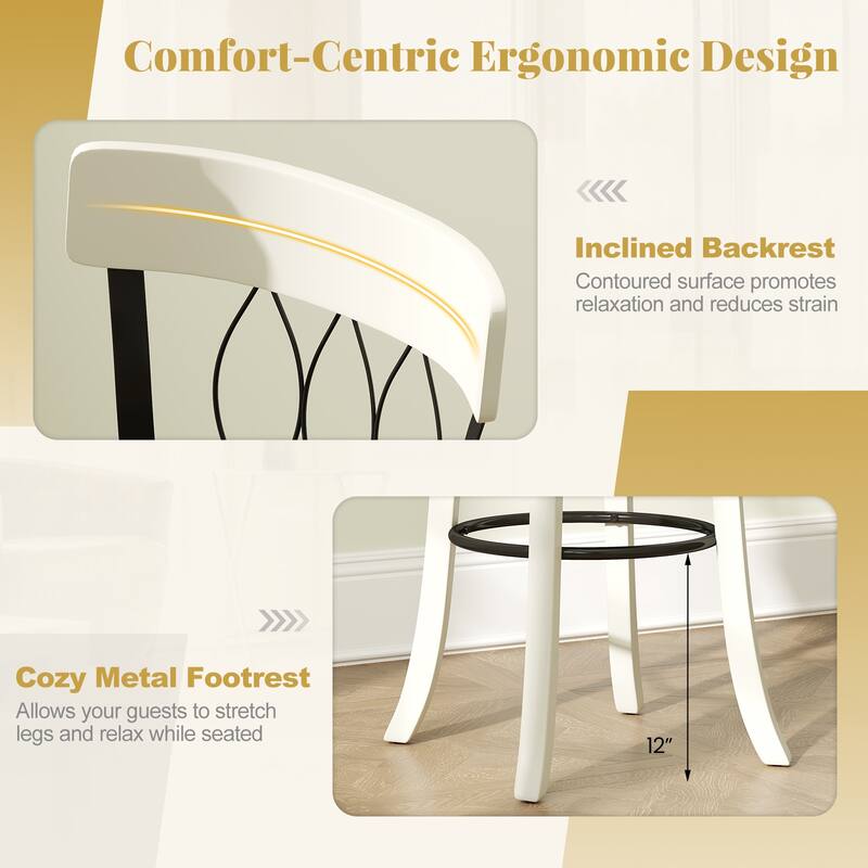 Set of 2 Swivel Bar Stools with Backrest and Tufted Faux Leather Seat for Kitchen Island