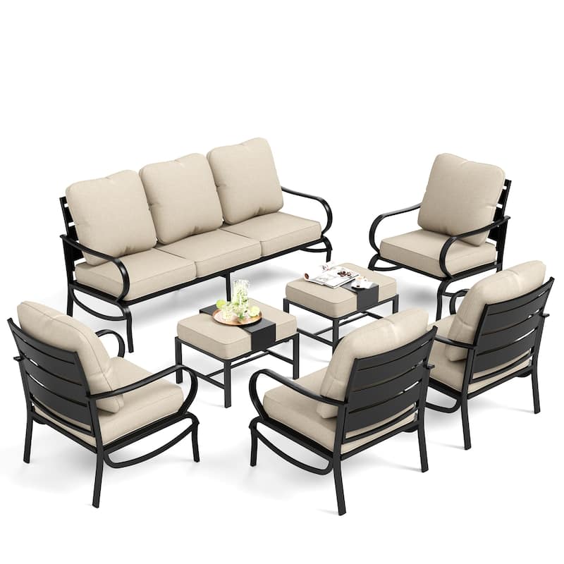MAISON ARTS 5/7/9-Seat Patio Conversation Set, Outdoor Sofa Set with Single Sofa Chairs, 3-Seater Sofa, Ottoman and Coffee Table