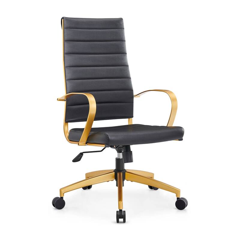 LUXMOD® Office Chair Faux Leather Silver Frame Adjustable and Swivel