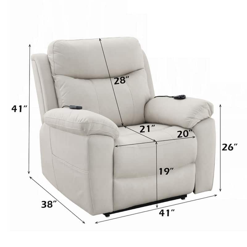 Cheru Power Motion Lift and Recliner Chair with Heated Massage, Ivory