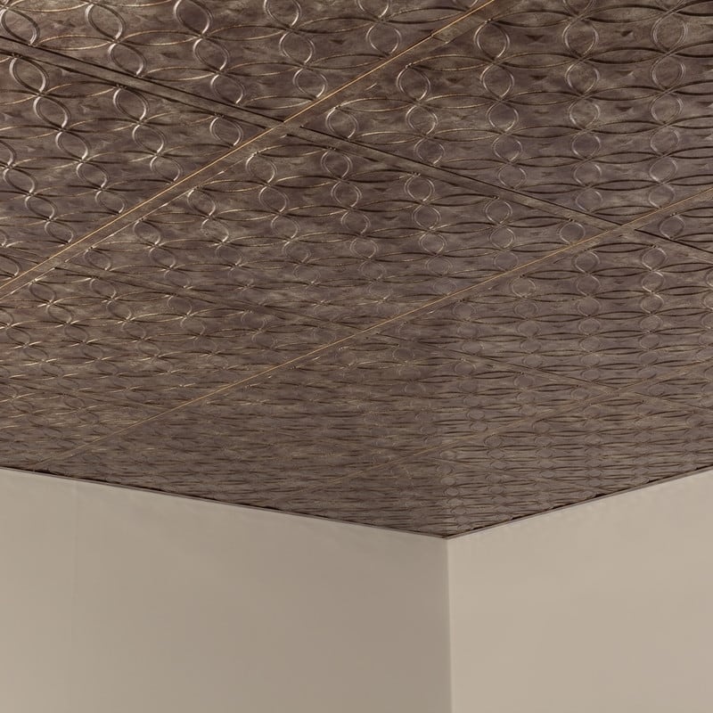 FASÄDE Rings Decorative Vinyl 2ft x 2ft Lay in Ceiling Panel in Bermuda Bronze (5 Pack)