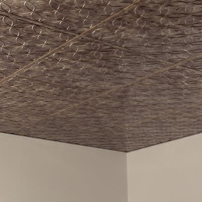 FASÄDE Rings Decorative Vinyl 2ft x 2ft Lay in Ceiling Panel in Bermuda Bronze (5 Pack)