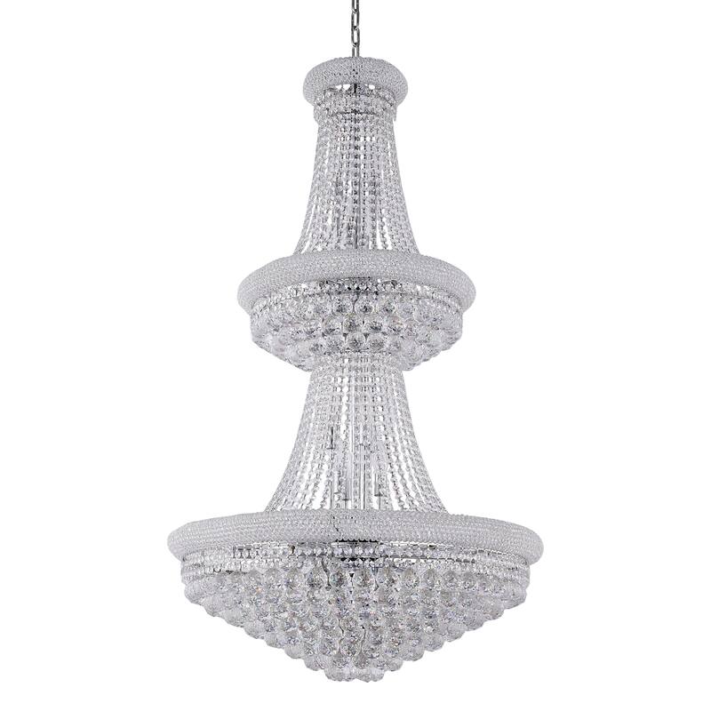 32-Light Chrome Chandelier With Clear Crystal Accents
