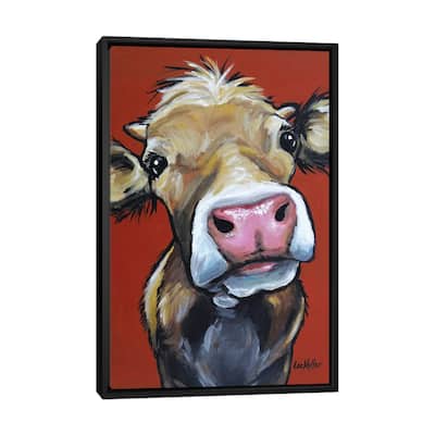 iCanvas "Cow - Hazel" by Hippie Hound Studios Framed Canvas Print