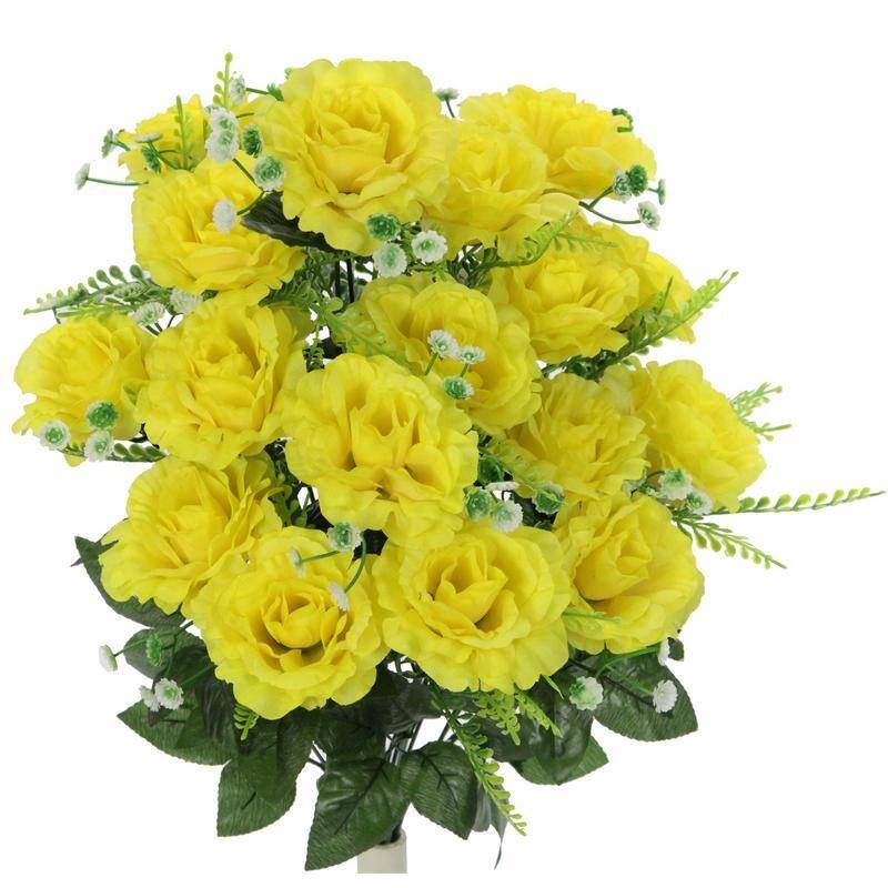 18 Stems Artificial Full Blooming Rose with Greenery Flower Bush