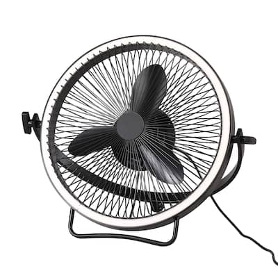 20" Industrial Black 6-Speed Large Portable Fans Floor Fan with Light and Remote