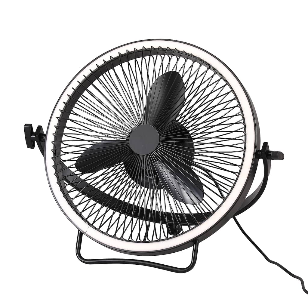 20" Industrial Black 6-Speed Large Portable Fans Floor Fan with Light and Remote