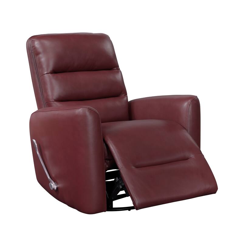 Glider Reclining Chair Swivel Motion Breathable Faux Leather Upholstery Luxury Living Room Furniture, Movie Chair - Red