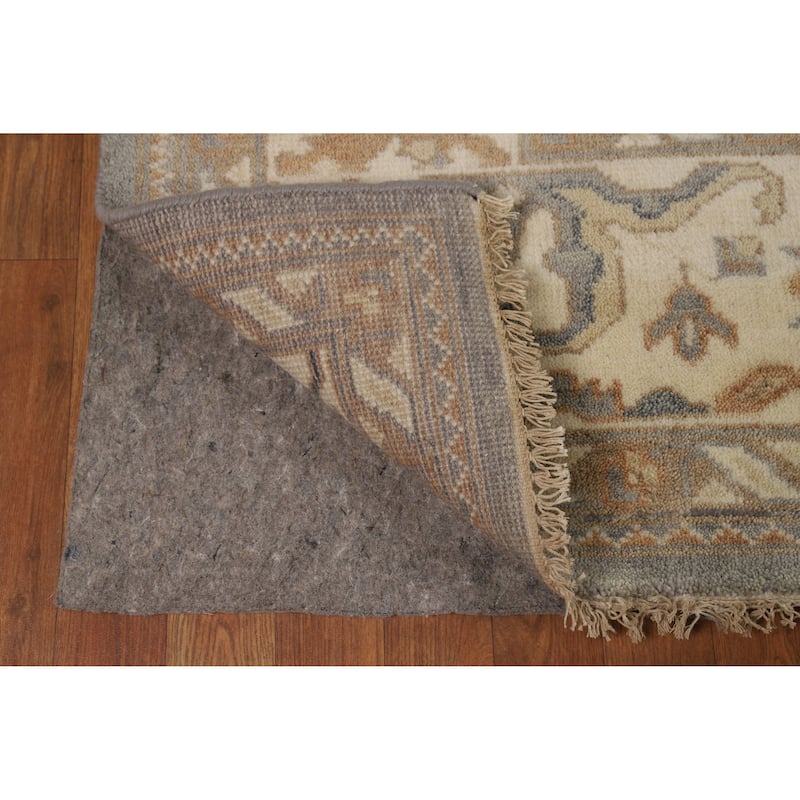 Gray Ivory Oushak Indian Area Rug Handmade Wool Carpet - 7'10" x 10'3"