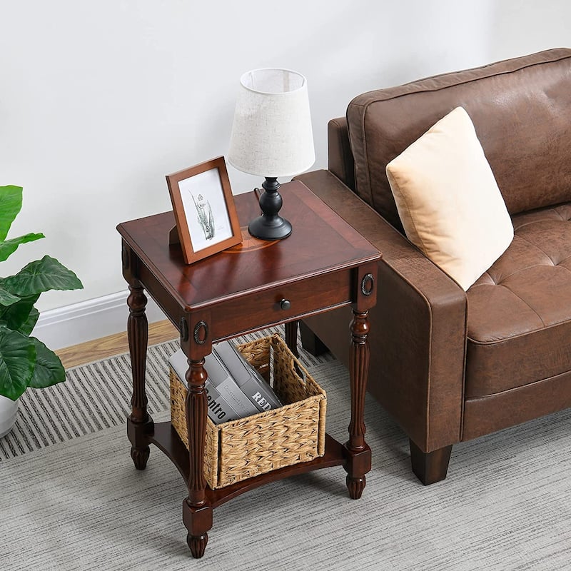 Solid Wood Coffee Table Console Table with Storage Drawer