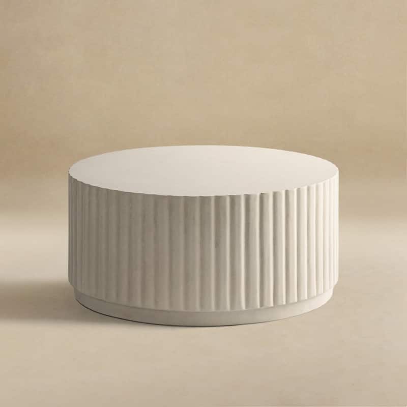 Modern Ribbed Round Concrete Coffee Table