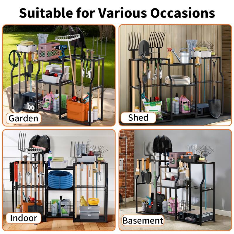 Garden Tool Organizer Stand Organization Yard Tool Racks with wheels