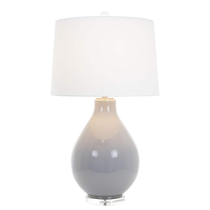 Poppy Glass Table Lamp with Linen Lamp Shade