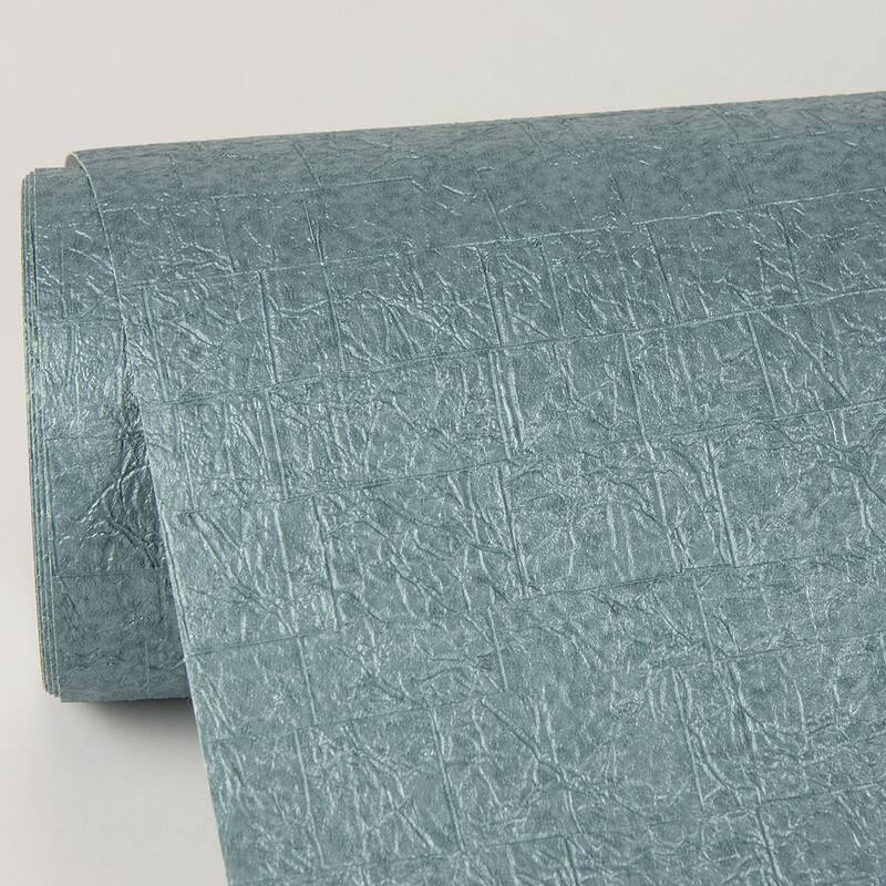 Brewster Basilic Blue Mosaic Wallpaper - 20.5in x 396in x 0.025in