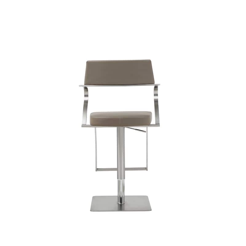 21" Modern Stainless Steel Base Bar Stool with Faux Leather Bucket Seat and Adjustable Lever Lift - 21"L x 20"W x 36-46"H
