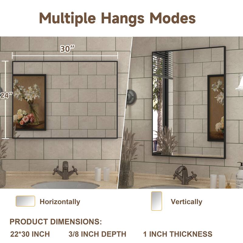 QuivaraView Wall Mounted Aluminum Frame Bathroom Vanity Mirror