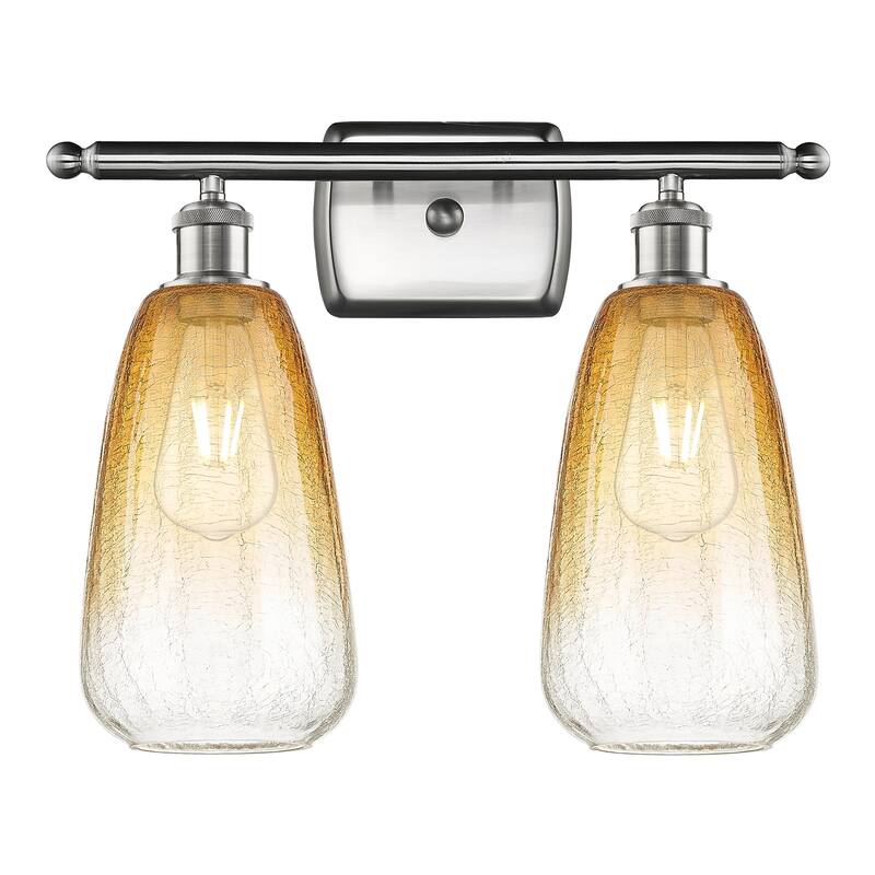 Innovations Lighting 516-2W-14-16 Brookhaven Almond Vanity Brookhaven - Brushed Satin Nickel / Amber