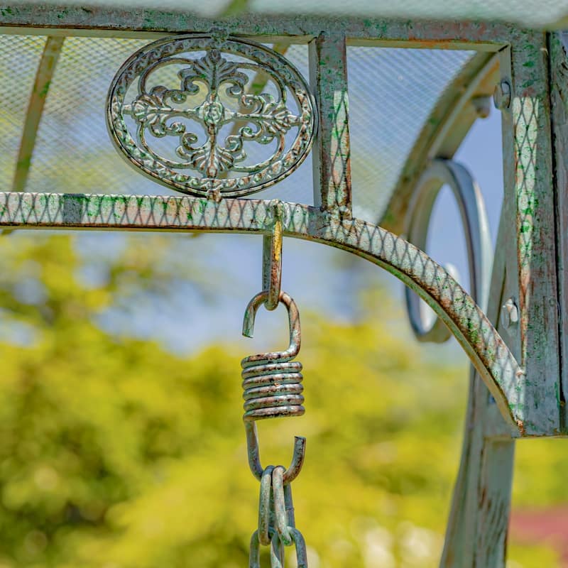 Iron Swing Bench in Verdi Green - 61.02" x 42.9" x 92.13" H
