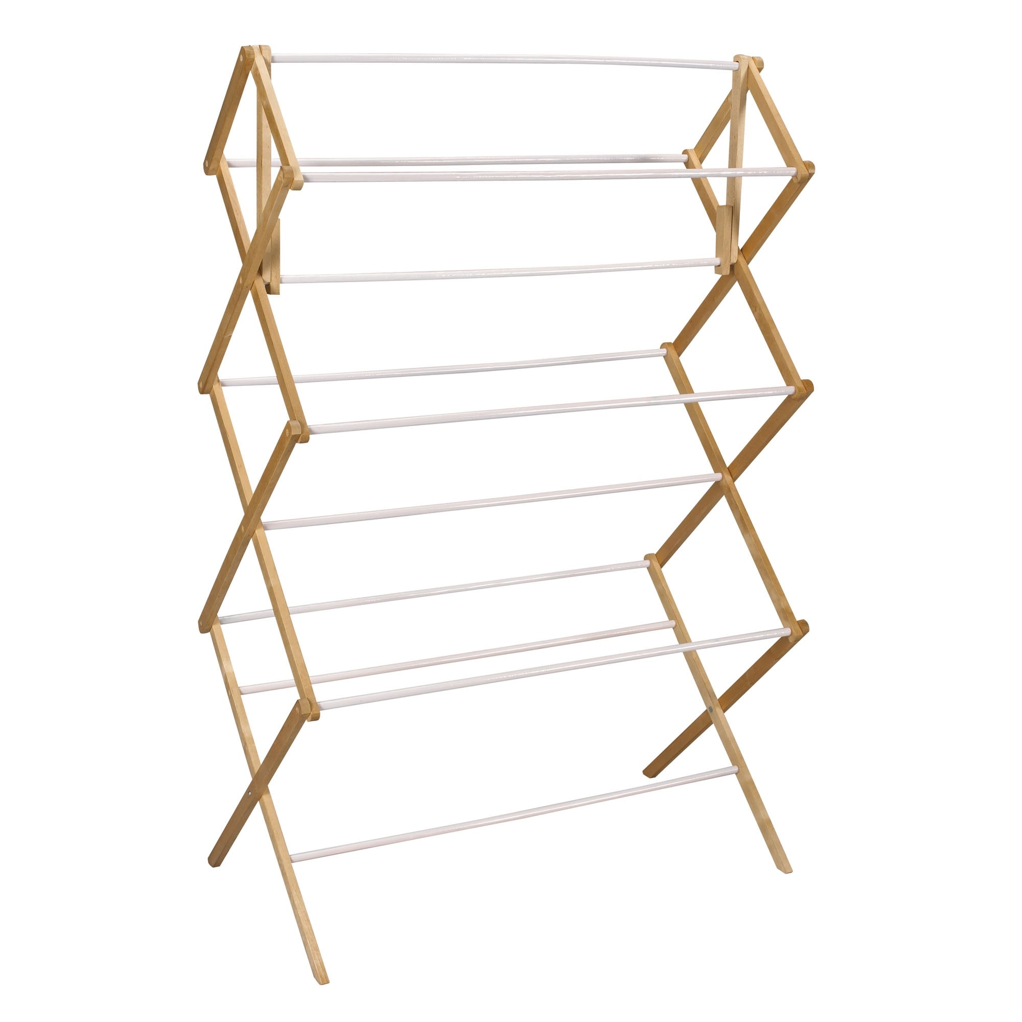 Bamboo Folding Clothes Drying Rack with Sturdy Frame Folds for