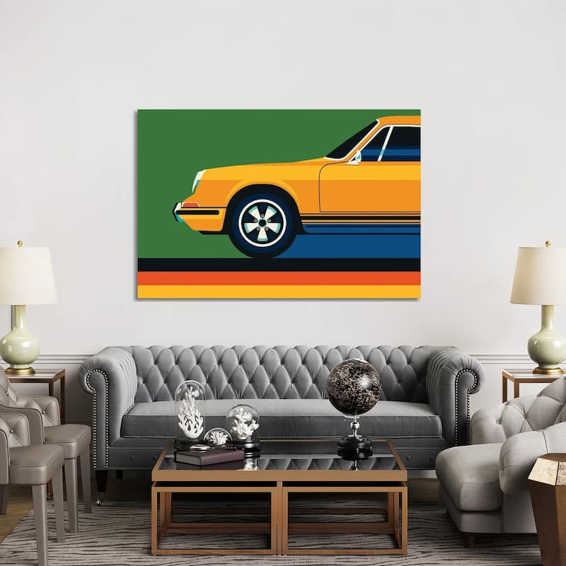 iCanvas "Orange Vintage Sports Car Side Front" by Bo Lundberg Canvas Print