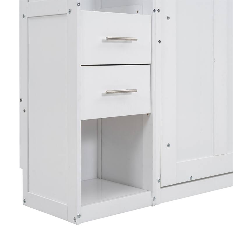Twin Size Murphy Bed with Lockers and Wardrobes