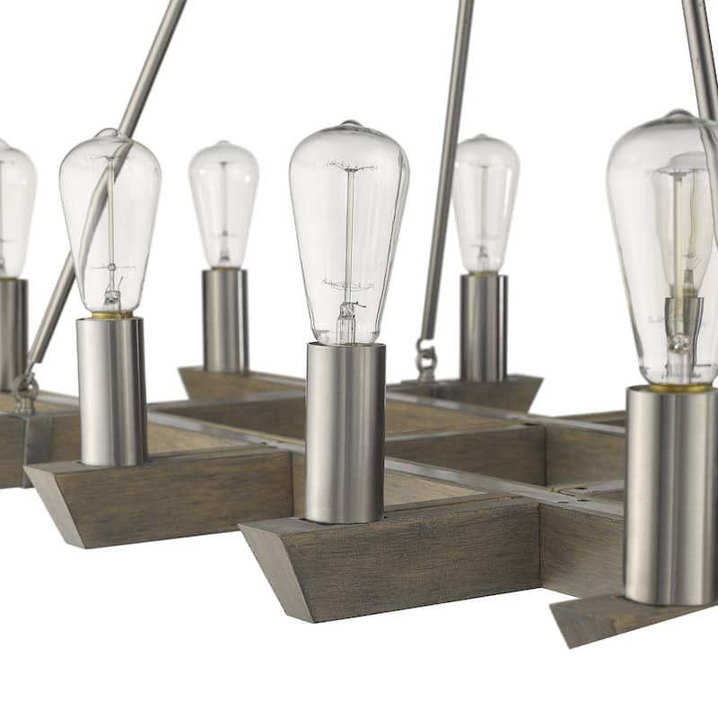 HomeRoots Silver Kitchen Island Twelve Light Metal Dimmable Chandelier - 48' X '30.5' X '24
