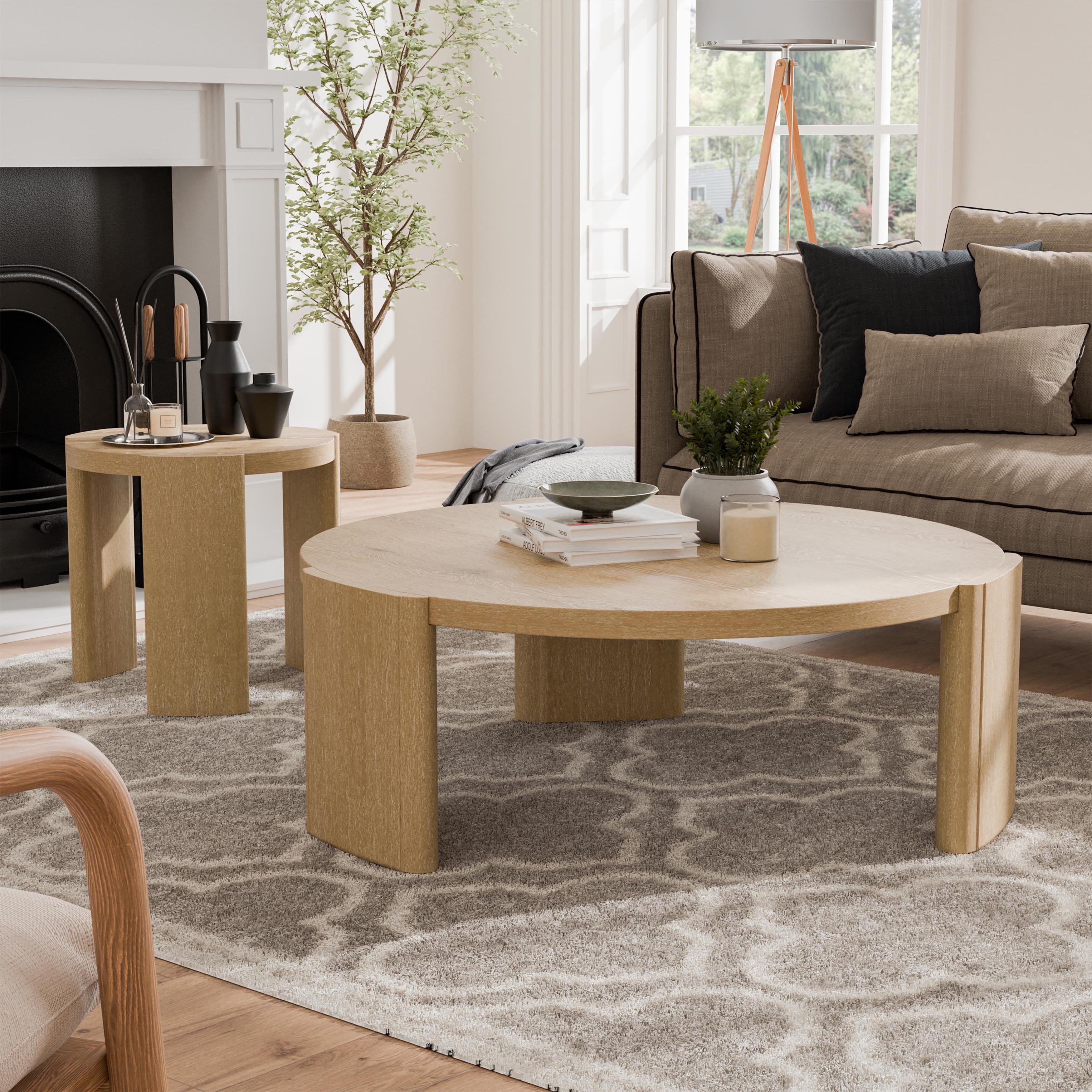 Furniture of America Minst Modern 2-Piece Wood Round Coffee Table Set