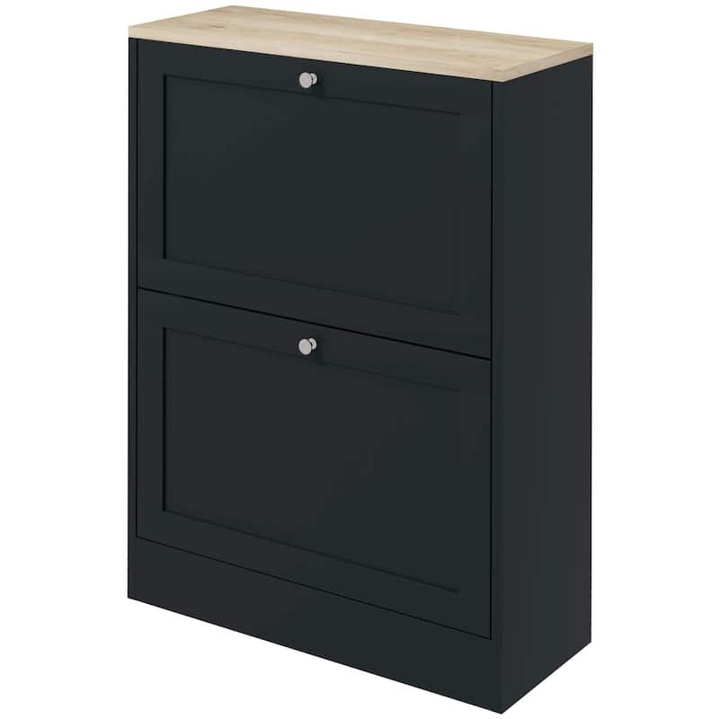 Wood Slim Shoe Cabinet with 2 Flip Drawers and Adjustable Shelves