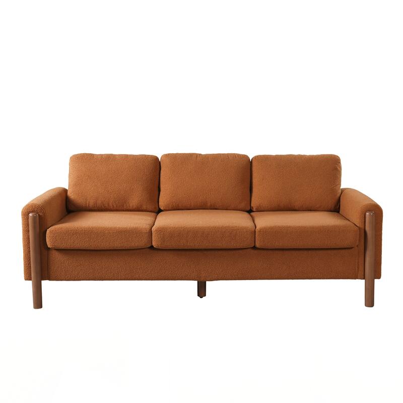 3-Seater Sofa, Curved Armrest with Integrated Solid Wood Legs