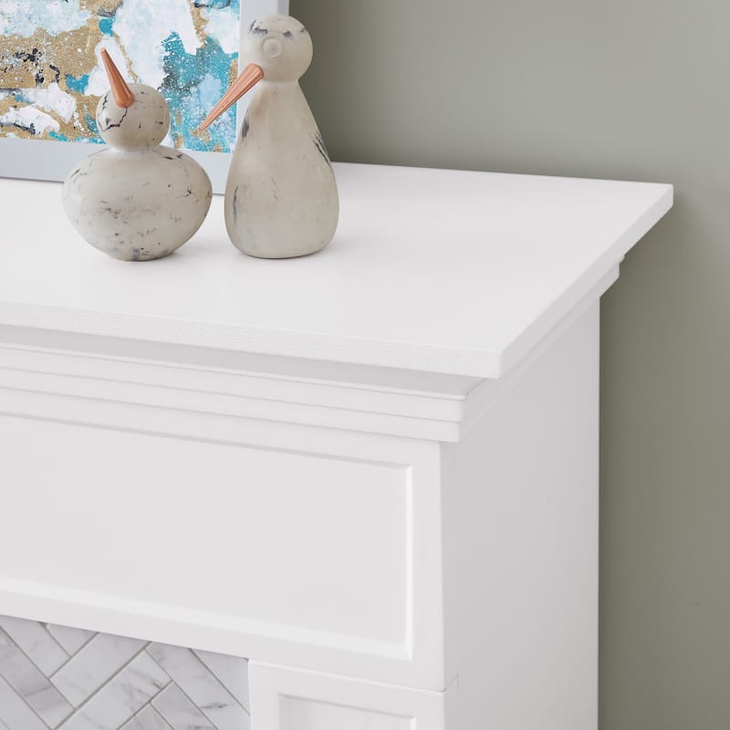 SEI Furniture Torton Contemporary Electric Fireplace with Chevron Marble Tiled Mantel
