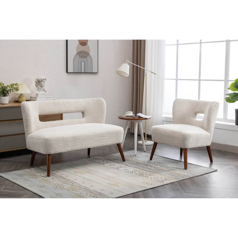 Porthos Home Hayle Sherpa Fabric Slipper Accent Chair with Rubberwood Legs