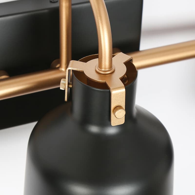 Tarake Modern Farmhouse Brass Black Bathroom Vanity Lights Metal Bell 3-Light Wall Sconces - L 22.4" x D 6.9" x H 7.7"