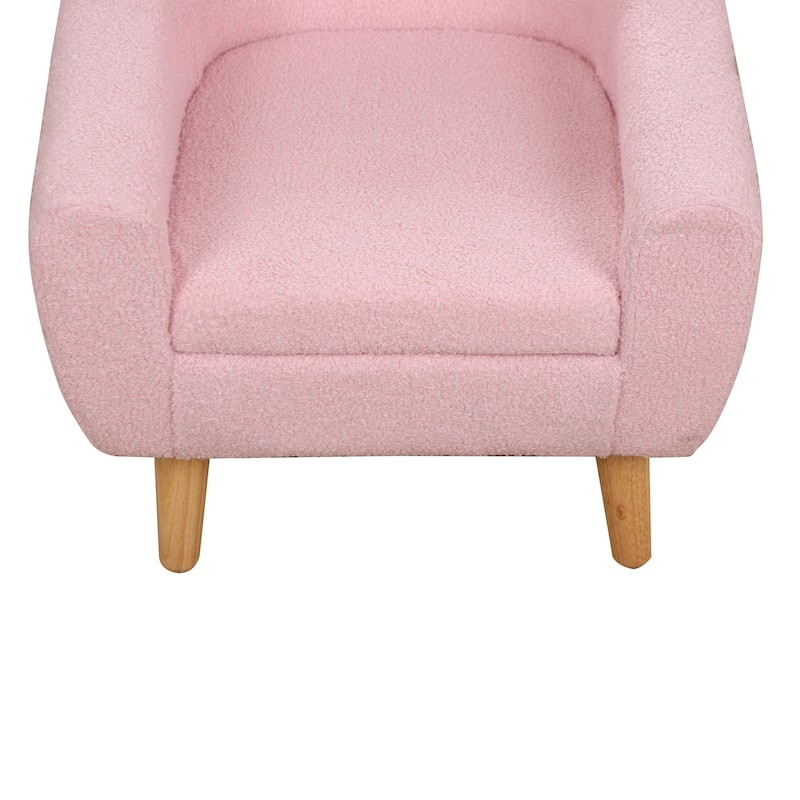 Pink Kids Club Arm Chair with Plush Teddy Fabric and Foam Cushion