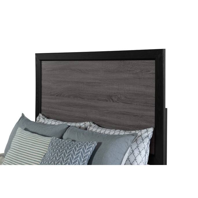 HomeRoots Gray and Black Wood King Bed Frame