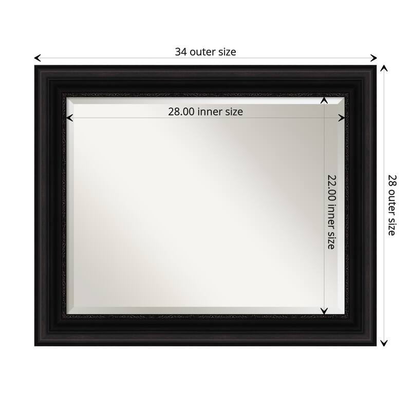 Beveled Bathroom Wall Mirror - Parlor Black Frame - Parlor Black - Outer Size: 34 x 28 in