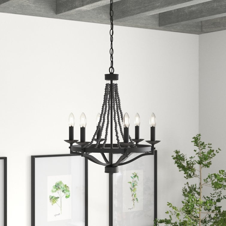 Acroma 6-light Farmhouse Coastal Beaded Chandelier for Entryway - 20'' D