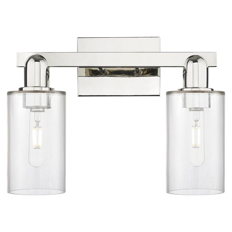 Innovations Lighting 716-2W-11-15 Clymer Vanity Clymer 2 Light 15" - Polished Nickel / Clear