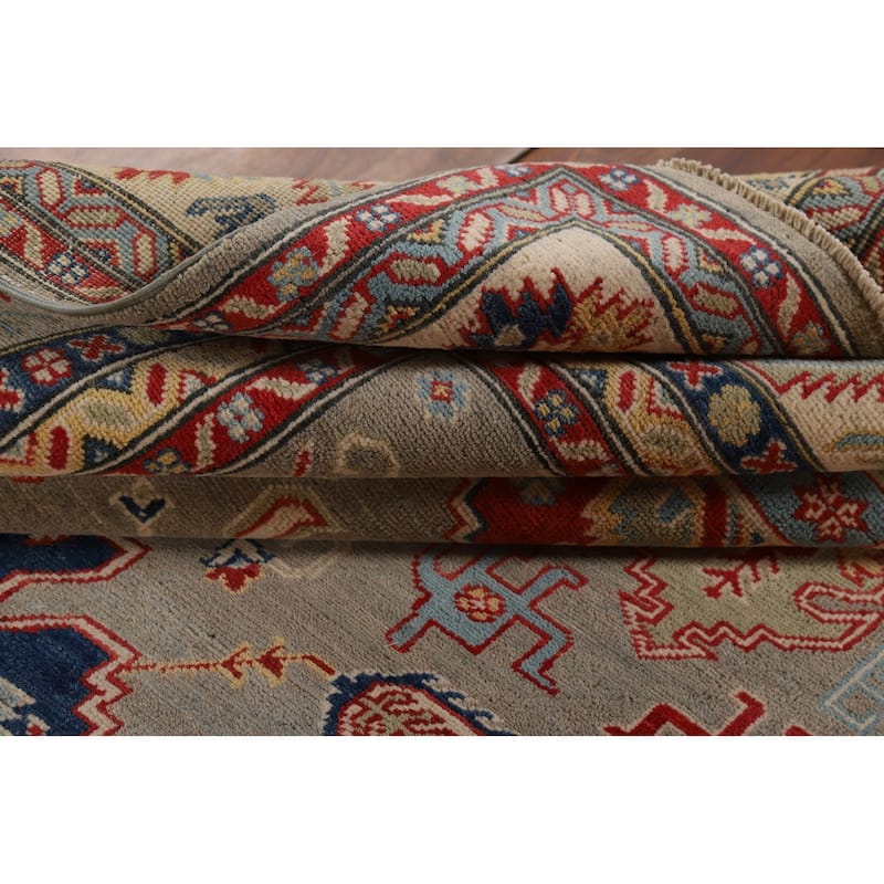 Geometric Kazak Area Rug Handmade Oriental Wool Carpet - 6'7" x 9'9"