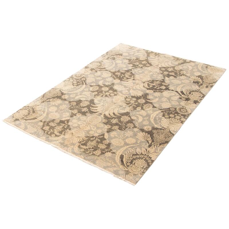 ECARPETGALLERY Hand-knotted Peshawar Ziegler Dark Grey Wool Rug - 5'4 x 8'0