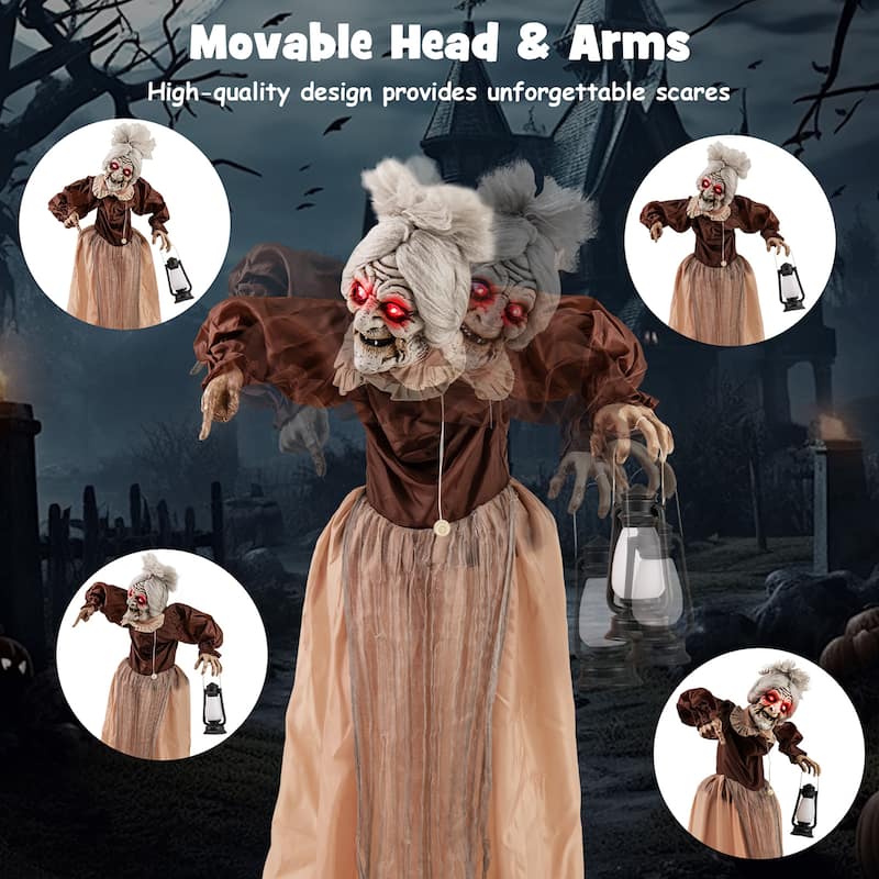 Gymax Halloween Animatronic Talking Zombie Maid in Lantern Halloween